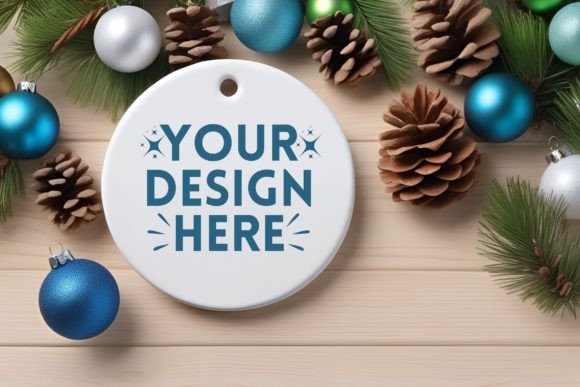 Download Large Round Ornament Mockup - Blue Decor - Blue decor Collection