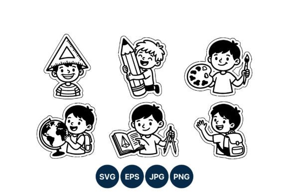 Download Happy Kids School Supplies Vector - Premium Resources