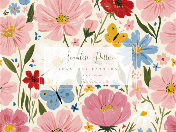 Download Seamless Cottage Garden Floral Pattern PNG - Garden floral Collection