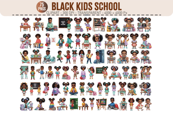 Download Black Kids School Clipart – 75 PNGs - Premium Resources