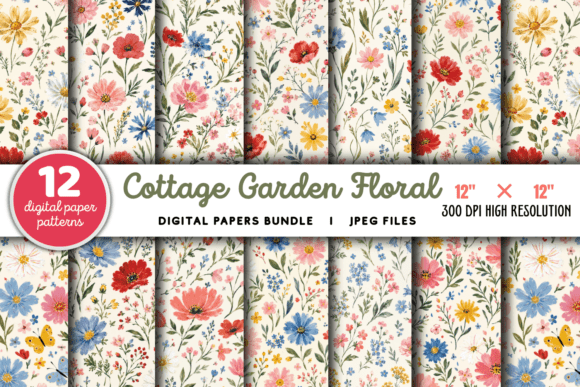 Download Cottage Garden Floral Paper Bundle - Garden floral Collection