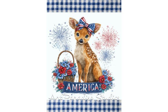 Download Patriotic Deer Art Red White Blue Decor - Blue decor Collection