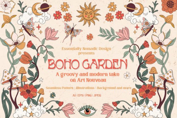 Download Boho Garden Floral Pattern &amp; Clipart - Garden floral Collection