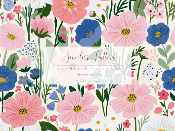 Download Seamless Cottage Garden Floral Pattern PNG for Kids &amp; Spring Crafts - Garden floral Collection