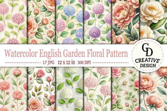 Download Watercolor English Garden Floral Pattern - Garden floral Collection