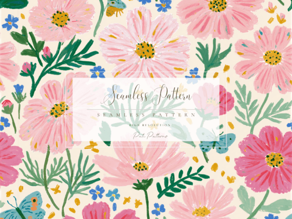Download Minimalist Cottage Garden Floral Seamless Pattern PNG - Garden floral Collection